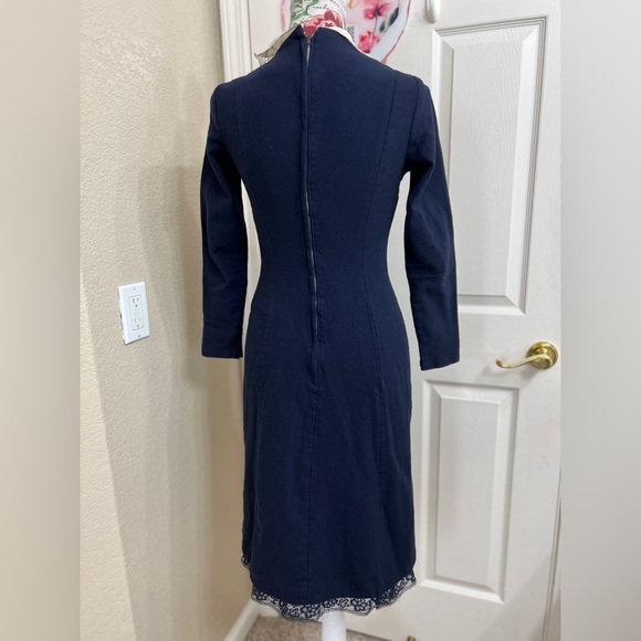 Chic Navy Double-Breasted Long Sleeve Dress - Picture 3 of 8